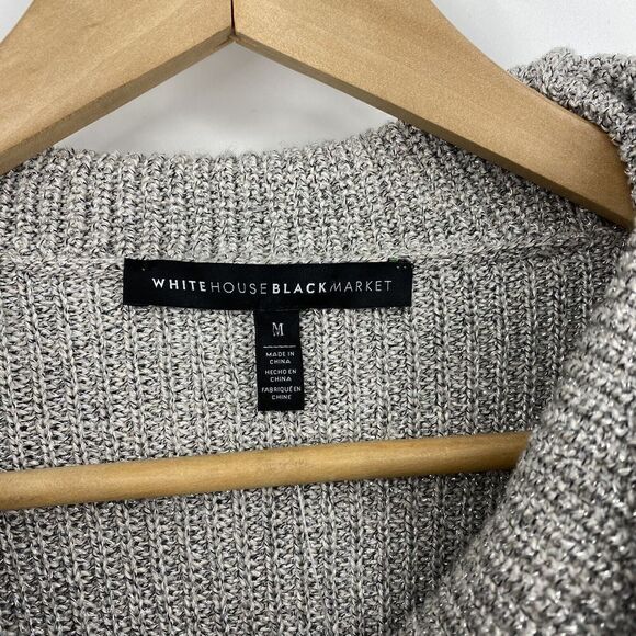 WHBM Sweater Size Medium Womens Silver Pink Long Sleeve Cowl Neck Ombre Shimmer - Picture 3 of 8